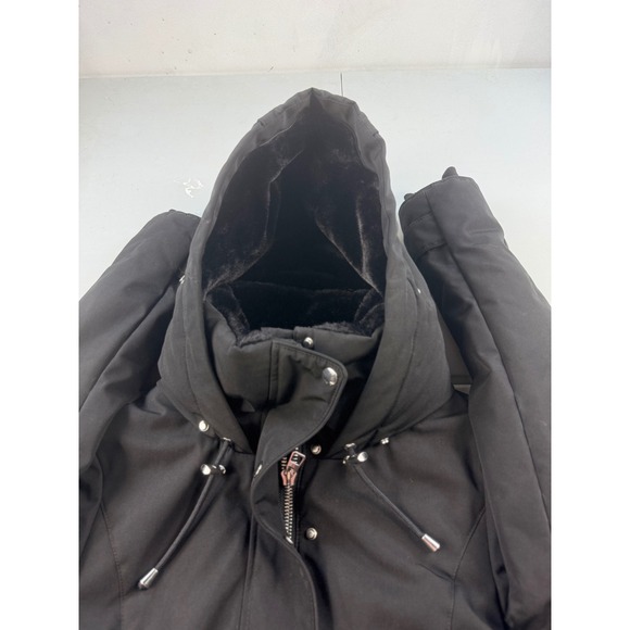 Zara Winter Parka Coat Fur Lined Hooded Jacket Black Warm Womens S - Picture 11 of 11